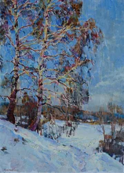 Sunlit Winter Birches