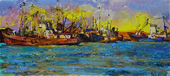 Sunset Fishing Boats