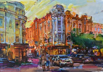Vibrant City Street Evening