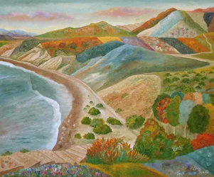 Colorful Coastal Hills View