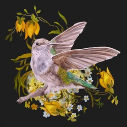 Elegant Hummingbird with Flowers