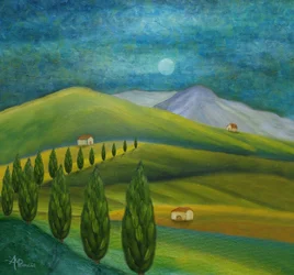 Moonlit Tuscan Hills