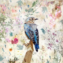 Vintage Floral Bluebird