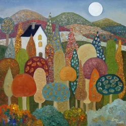 Whimsical Moonlit Landscape