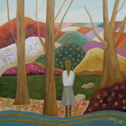 Woman Among Vibrant Hills