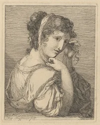 Woman Adjusting a Ribbon in Her Hair