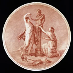 Nymphs Adorning a Statue of Pan