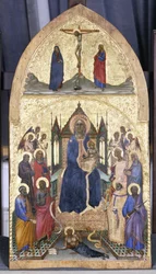Enthroned Madonna and Child with Angels and Saints