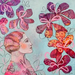 Vintage Woman Floral Dream