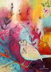 Whimsical Bird on Branch