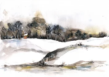 Serene Winter Cabin