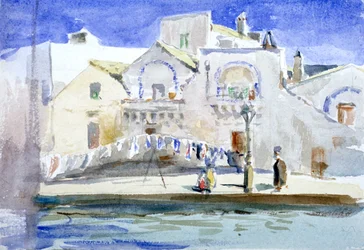 Houses by a Canal with a Washing Line, c. 1864-1930