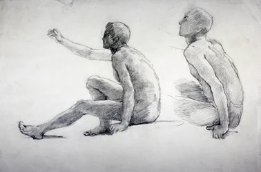 Two Studies of a Seated Male Nude