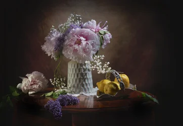 Elegant Peonies and Lemons