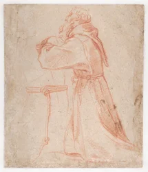 Studies for a Figure of Saint Francis Kneeling in Profile (verso), 1583–85
