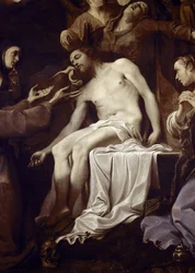 Pieta with St Claire, St Francis, St Mary Magdalene and St John (detail)