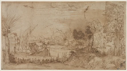 River Landscape with Boats