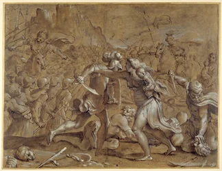The battle between the Romans and the Sabines