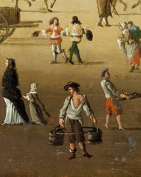 A Water Carrier Lifting Two Buckets on the Pont Neuf in Paris in the 17th Century (Detail)