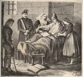 A wedding at the Rochefort bagne in the 19th century. Engraving in 