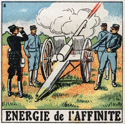 Affinity energy: gunners firing explosives. Anonymous illustration from 1925. Private collection.