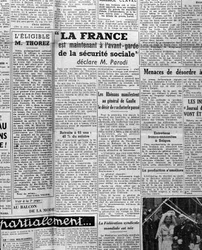 Article on social security: "France is now at the forefront of social security says Mr Parodi" 1945