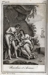 Bacchus and Ariadne. Engraving from 1819 in 