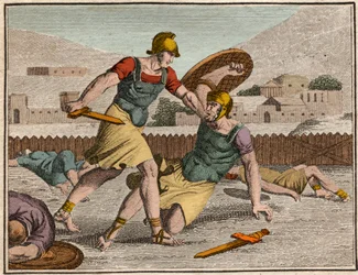 Battle of Horaces and Curiaces - Battle Between Horatii and Curiatii - Engraving from 