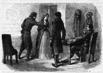 Charlotte Corday (1768-1793) excavated by Francois Chabot (1756-1794) - Engraving in 