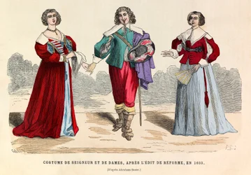 Costumes of Lords and Ladies after the Reform Edict in Paris in 1633 - Private Collection