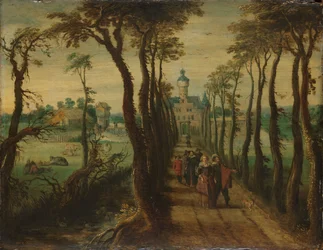 Elegant Company on a Causeway Leading towards a Country-House