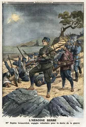 First Balkan War: portrait of Sophia Yovanovich, a young Serbian woman who volunteered against Turkey. Illustration taken from Le Petite Journal 01/12/1912 Private collection