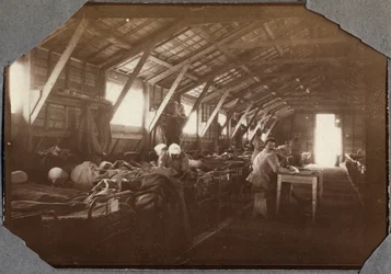 First World War 1914-1918: barracks of wounded French war soldiers in Couville, Lower Normandy, France. Anonymous photography May 1917.
