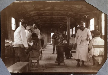 First World War 1914-1918: dressing room for French wounded soldiers. Couville in the Manche, Lower Normandy, France. Anonymous photograph May 1917. Private collection, Stella