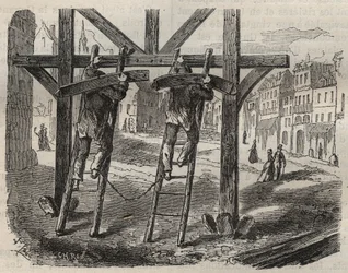 Forcats carpenters at the Toulon Bagne in the 19th century. Engraving in 