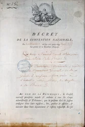 French Revolution: Decree of the Convention of 11/12/1792 ordering the National Guard to bring King Louis XVI from the Temple Prison to the court. Paris. Police Prefecture