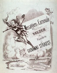 Frontispiece of musical score of Carnevals-Botschafter (op 270) by Johann Strauss