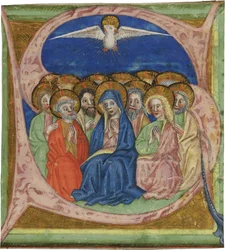 The Pentecost (Initial S from a manuscript Gradual, ca 1430)