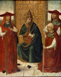 Cardinal Pedro Gonzalez de Mendoza (1428-1495) praying before Saint Peter (1490-1495)