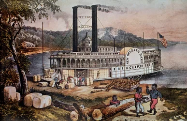 Loading Cotton on a Ship on the Mississippi River