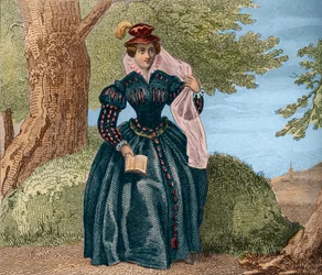 Mary Queen of Scots or Mary I of Scotland. Engraving from 1859 in 