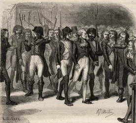 Maximilien Robespierre and his co-accused arrested in the Convention in 1794 - Engraving in 
