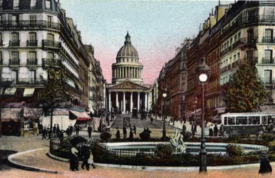 Paris: View of Rue Soufflot and Pantheon. Photograph of 1920 in Artistic Album of the City of Paris