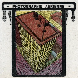 Photography: air view of a building. Anonymous illustration from 1925. Private collection.
