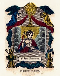 Pious image: Saint John the Baptist. Engraving of the 19th century Private collection