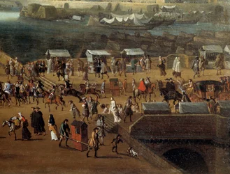 Porter Chairs and Crowd on the Pont Neuf in Paris in the 17th Century (Detail)