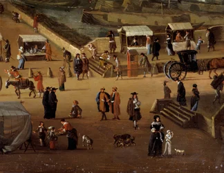 Porter Chairs and Trade on the Pont Neuf in Paris in the 17th Century (Detail)