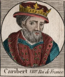 Portrait of Caribert, King of the Franks (561-567) - Caribert or Charibert (d.567) King of the Franks - engraving from 