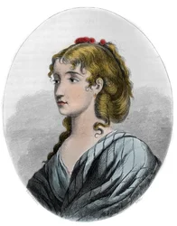 Portrait of Cecile Aimee Renault (1774-1794), French Revolutionary - Engraving from 1863 in 