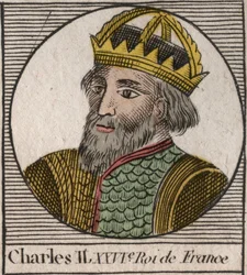 Portrait of Charles II the Bald (823-877), King of France - Charles II (823-877) the Bald - engraving from 